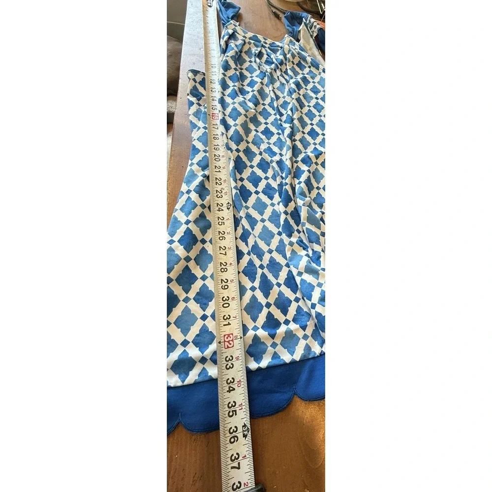 Mud Pie Mini Sun Dress Size S Coastal Scalloped Hem Geometric Beach Yacht - Picture 12 of 12